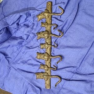 Brass Cat Wall Hooks San Pacific Int'l USA 7 Cats